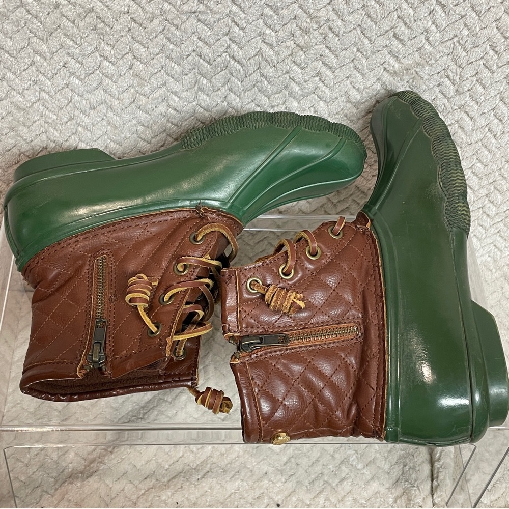Steve Madden Women's Green Ankle Rain Duck Boots size‎ 7 Preppy - Picture 14 of 15